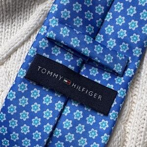 Bright blue floral Tommy Hilfiger Patterned Tie flowers geometric
